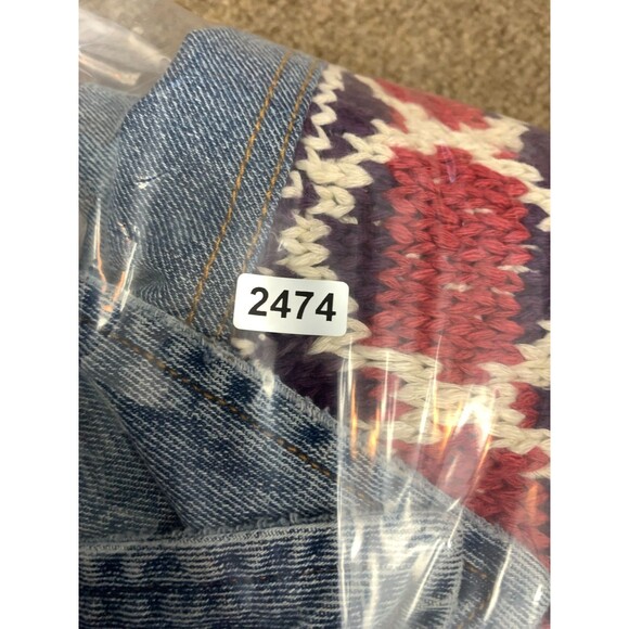 Free People Jacket Womens S Lakeside Pre Season Sample Denim Crochet Western - Picture 9 of 9